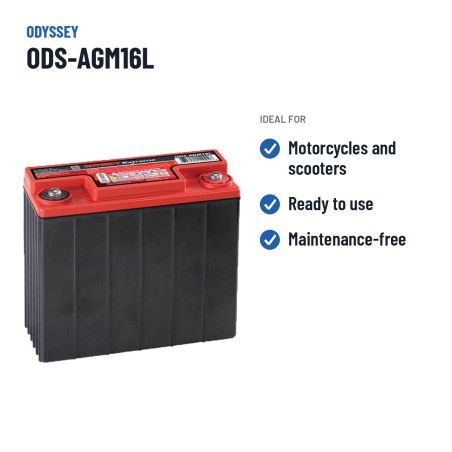 Batería de moto Odyssey ODS-AGM16L 16Ah 170A AGM | baterias.com