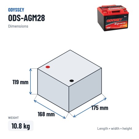 Bateria de mota Odyssey ODS-AGM28 28Ah 330A AGM | baterias.com