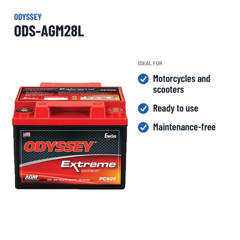 Motorcycle battery Odyssey ODS-AGM28L 28Ah 330A AGM – recommended uses