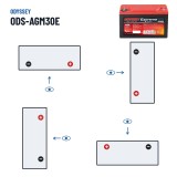 Batería de moto Odyssey ODS-AGM30E 34Ah 400A AGM – polaridad (esquema 0, + derecha)