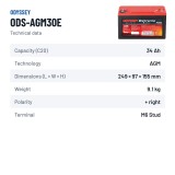 Batería de moto Odyssey ODS-AGM30E 34Ah 400A AGM – ficha técnica