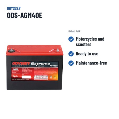 Batería de moto Odyssey ODS-AGM40E 45Ah 500A AGM – usos recomendados