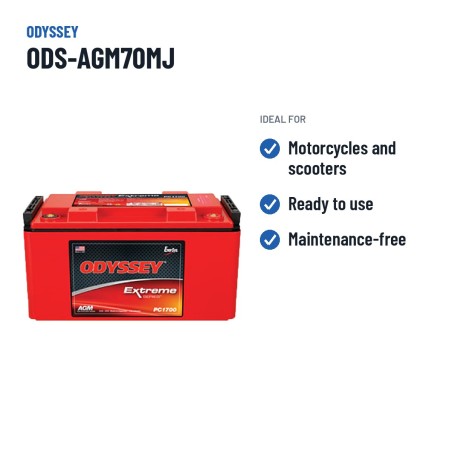 Batteria moto Odyssey ODS-AGM70MJ 68Ah 810A AGM – usi consigliati