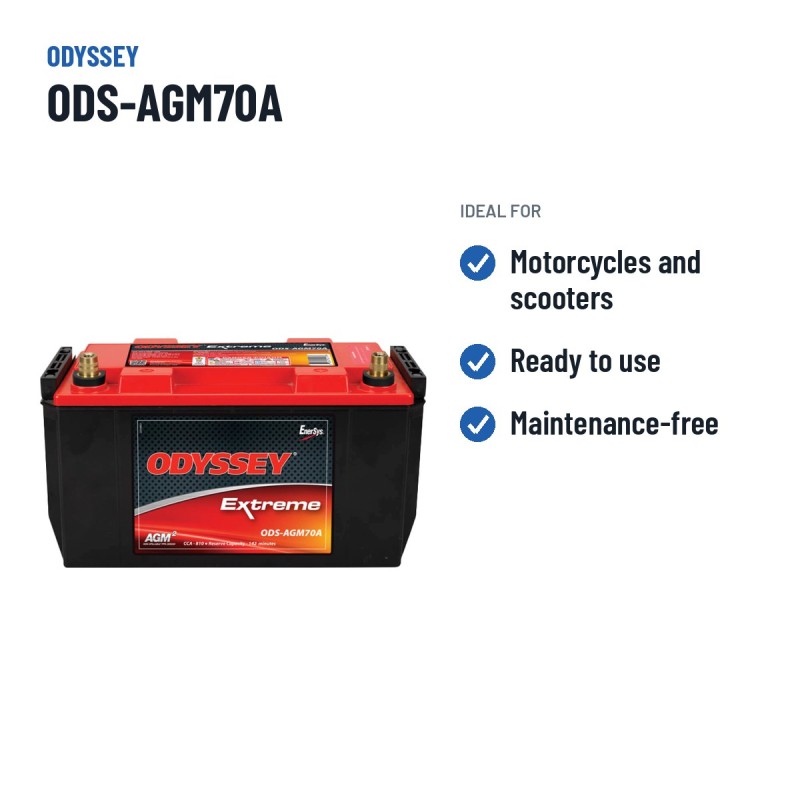 Motorcycle battery Odyssey ODS-AGM70A 68Ah 810A AGM – recommended uses
