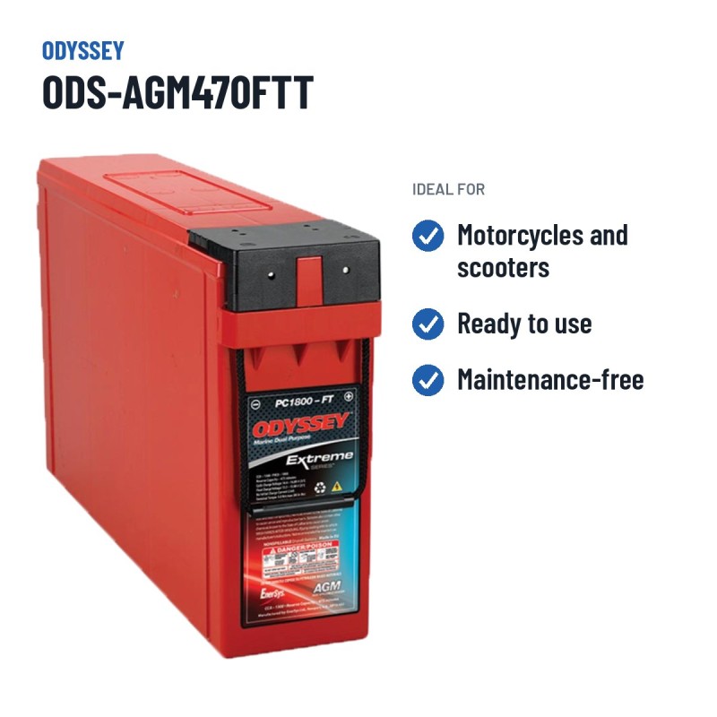 Motorcycle battery Odyssey ODS-AGM470FTT 214Ah 1300A AGM – recommended uses