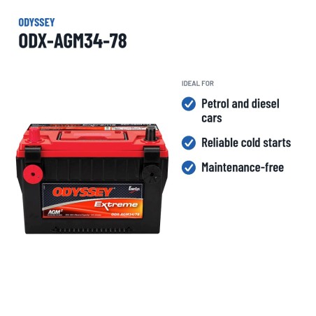 Car battery Odyssey ODX-AGM34-78 68Ah 850A AGM – recommended uses