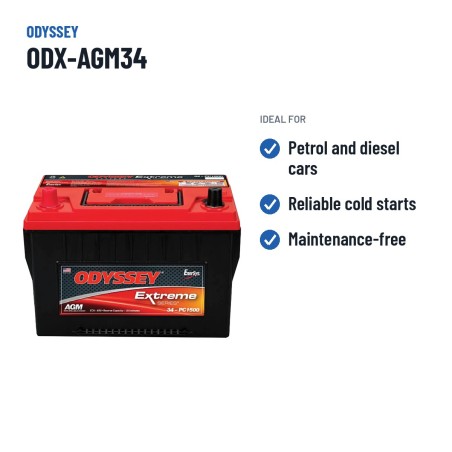 Batteria auto Odyssey ODX-AGM34 68Ah 850A AGM – usi consigliati