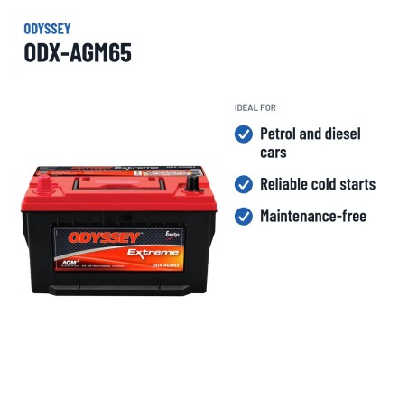 Batería de coche Odyssey ODX-AGM65 74Ah 950A AGM – usos recomendados