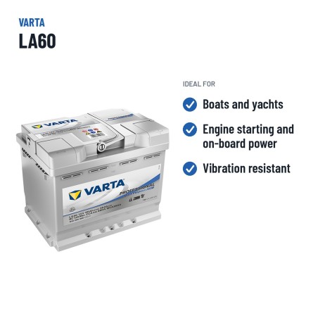 Batteria nautica Varta LA60 12V 60Ah AGM – usi consigliati