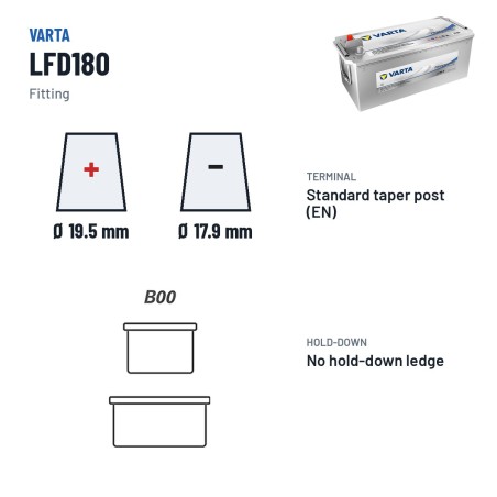 Batterie marine Varta LFD180 12V 180Ah 1000A | baterias.com