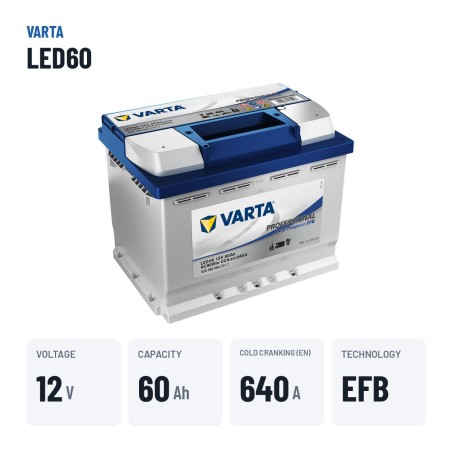 Batteria nautica Varta LED60 12V 60Ah EFB – dati principali