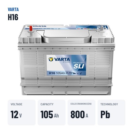Batteria camion Varta H16 12V 105Ah 800A – dati principali