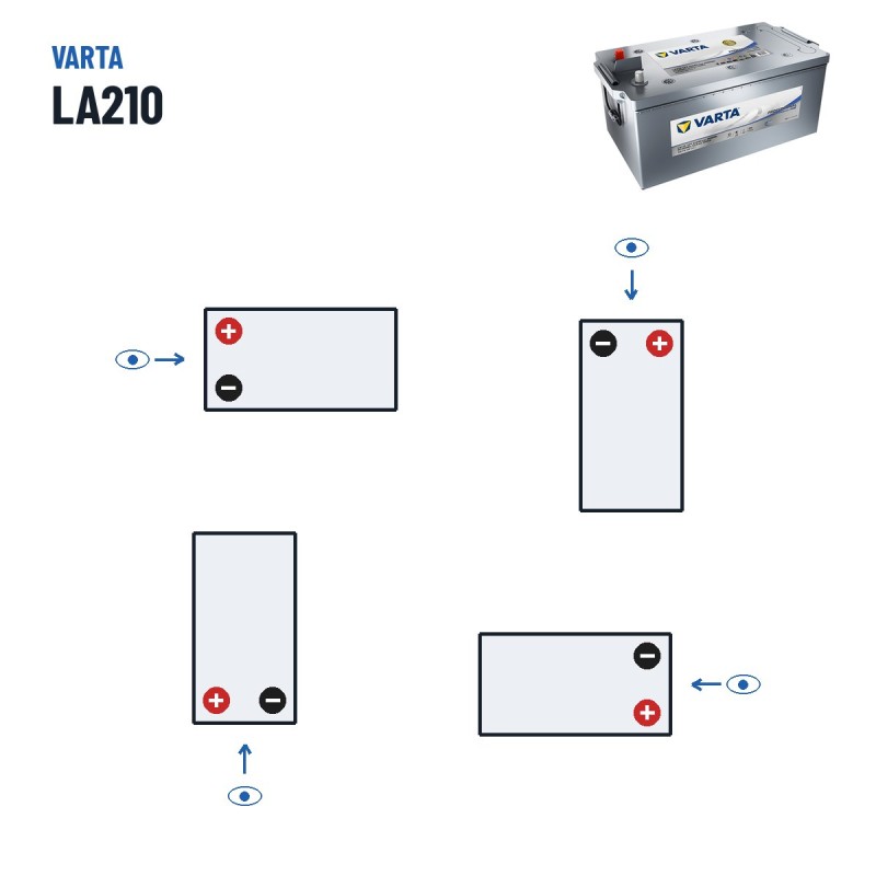 Marine battery Varta LA210 12V 210Ah AGM – polarity (layout 3)