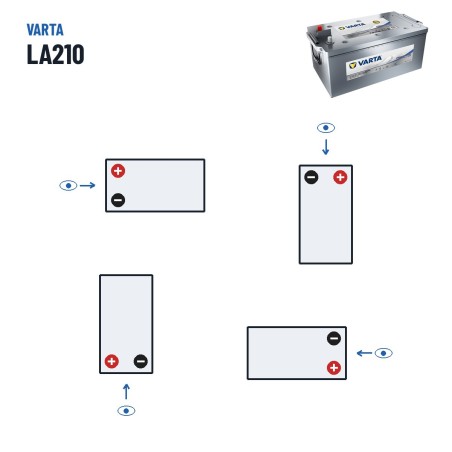 Marine battery Varta LA210 12V 210Ah AGM – polarity (layout 3)