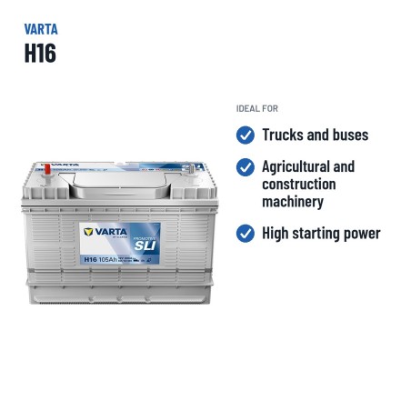 Batteria camion Varta H16 12V 105Ah 800A – usi consigliati