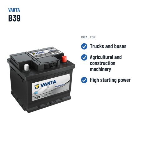 Bateria de camião Varta B39 12V 45Ah 300A – utilizações recomendadas