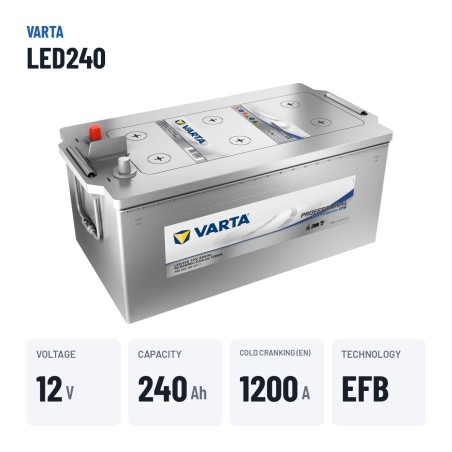 Bootsbatterie Varta LED240 12V 240Ah 1200A EFB | baterias.com