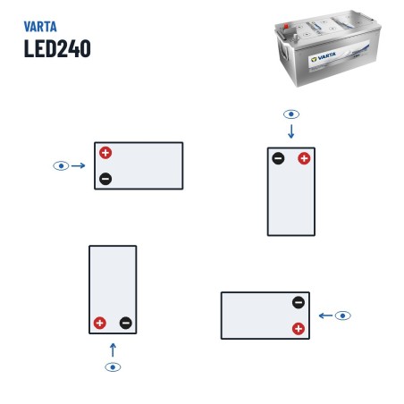 Bateria náutica Varta LED240 12V 240Ah EFB – polaridade (esquema 3)