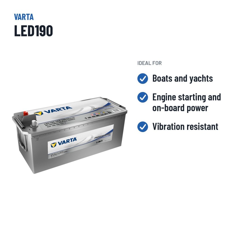Marine battery Varta LED190 12V 190Ah EFB – recommended uses