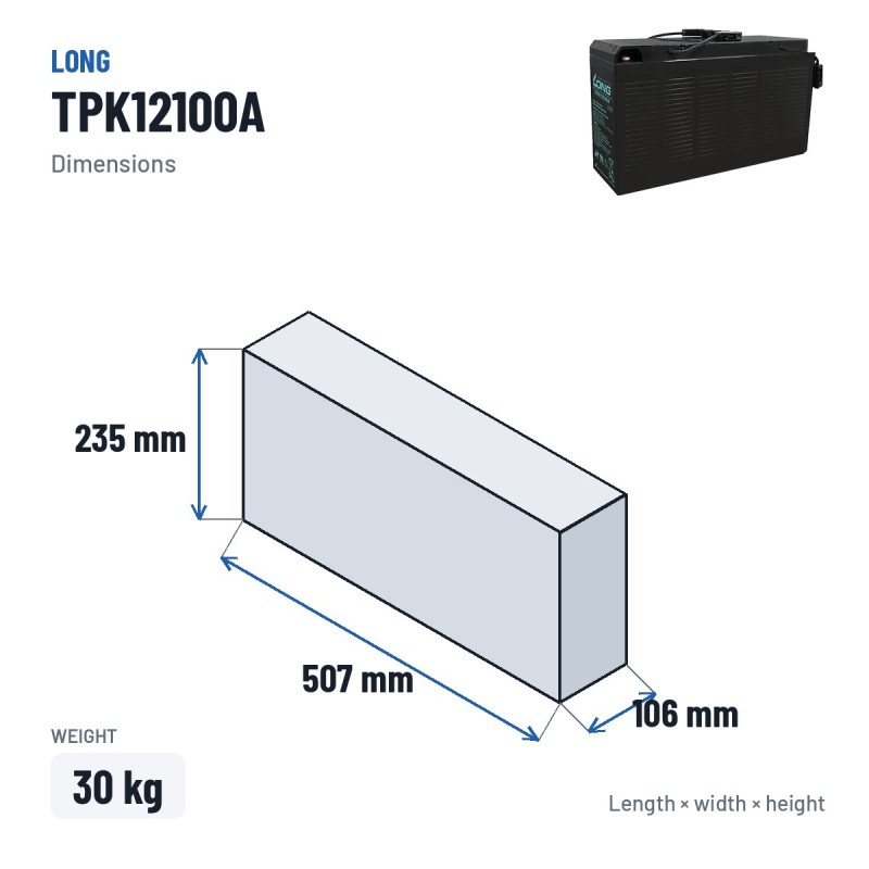 Batteria per telecomunicazioni Long TPK12100A 12V 100Ah AGM