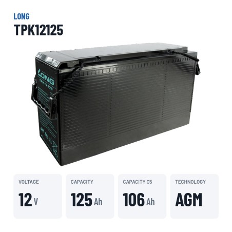 Batteria per telecomunicazioni Long TPK12125 12V 125Ah AGM – dati principali