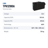 Batteria per telecomunicazioni Long TPK12100A 12V 100Ah AGM