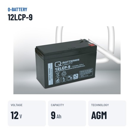 Stationärbatterie USV Q-battery 12LCP-9 12V 9Ah AGM – wichtigste Daten