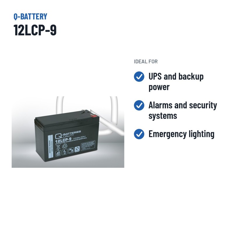 Stationärbatterie USV Q-battery 12LCP-9 12V 9Ah AGM – empfohlene Einsatzbereiche