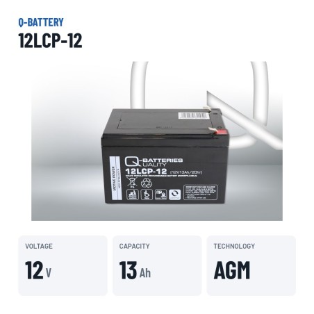 Rollstuhlbatterie Q-battery 12LCP-12 12V 13Ah AGM | baterias.com