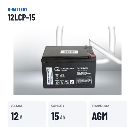 Rollstuhlbatterie Q-battery 12LCP-15 12V 15Ah AGM | baterias.com
