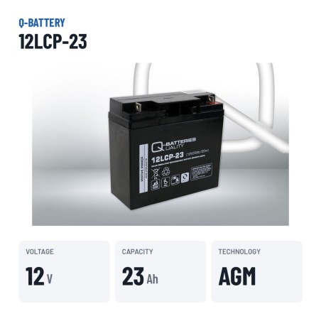 Wheelchair battery Q-battery 12LCP-23 12V 23Ah AGM – key specs