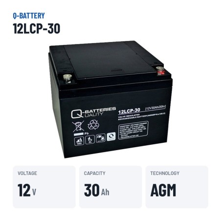 Batería de silla de ruedas Q-battery 12LCP-30 12V 30Ah AGM – datos clave