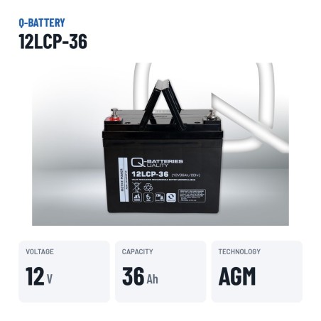 Rollstuhlbatterie Q-battery 12LCP-36 12V 36Ah AGM – wichtigste Daten