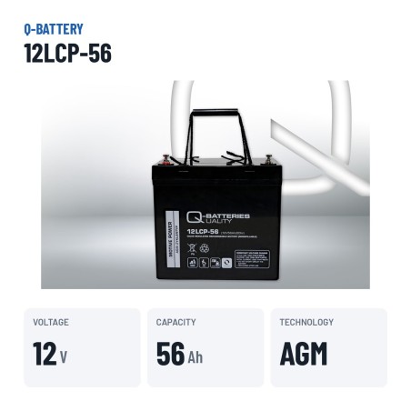 Bateria de cadeira de rodas Q-battery 12LCP-56 12V 56Ah AGM – dados principais