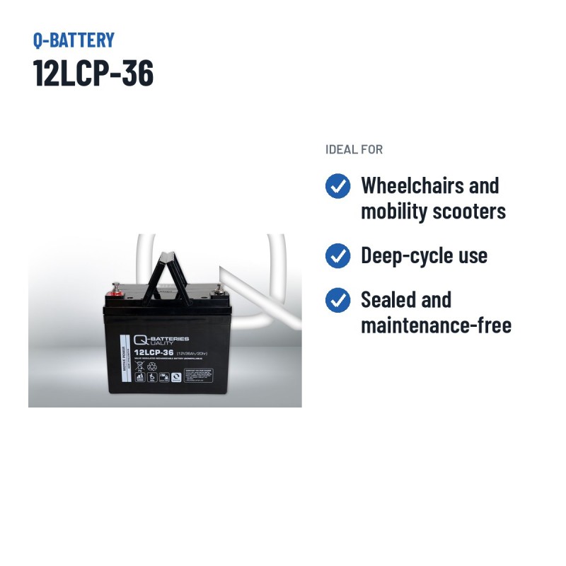 Rollstuhlbatterie Q-battery 12LCP-36 12V 36Ah AGM – empfohlene Einsatzbereiche