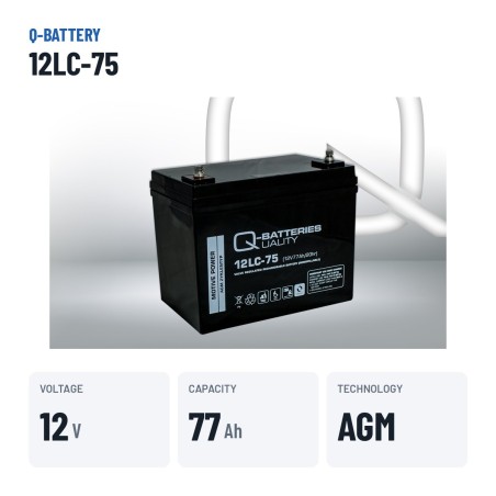 Batería de silla de ruedas Q-battery 12LC-75 12V 77Ah AGM – datos clave