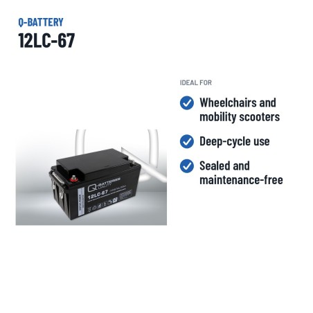 Batteria per carrozzina Q-battery 12LC-67 12V 67Ah AGM – usi consigliati