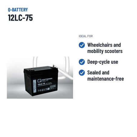 Batería de silla de ruedas Q-battery 12LC-75 12V 77Ah AGM – usos recomendados