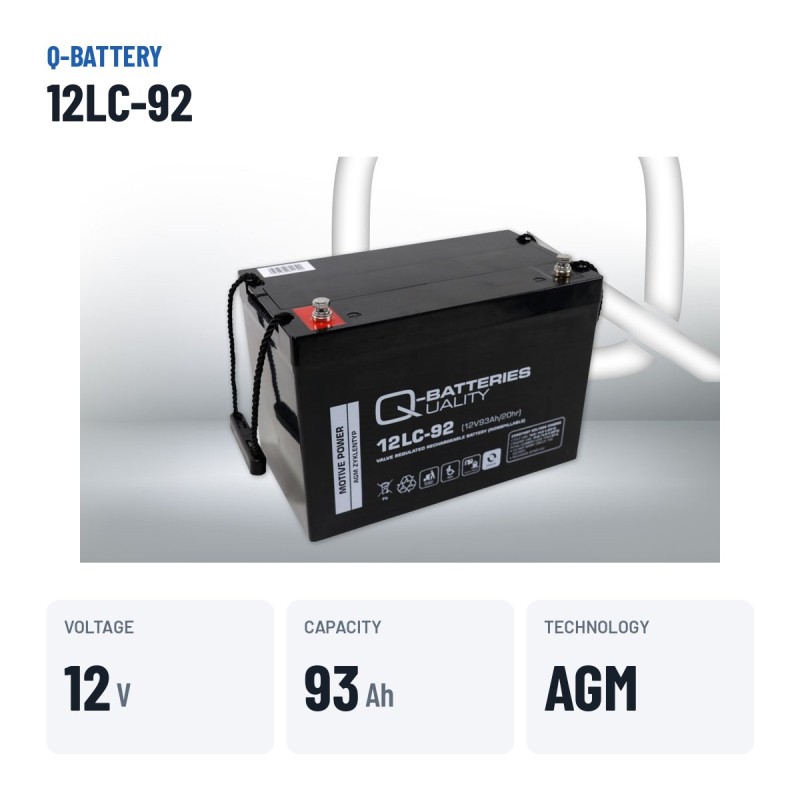 Wheelchair battery Q-battery 12LC-92 12V 93Ah AGM – key specs