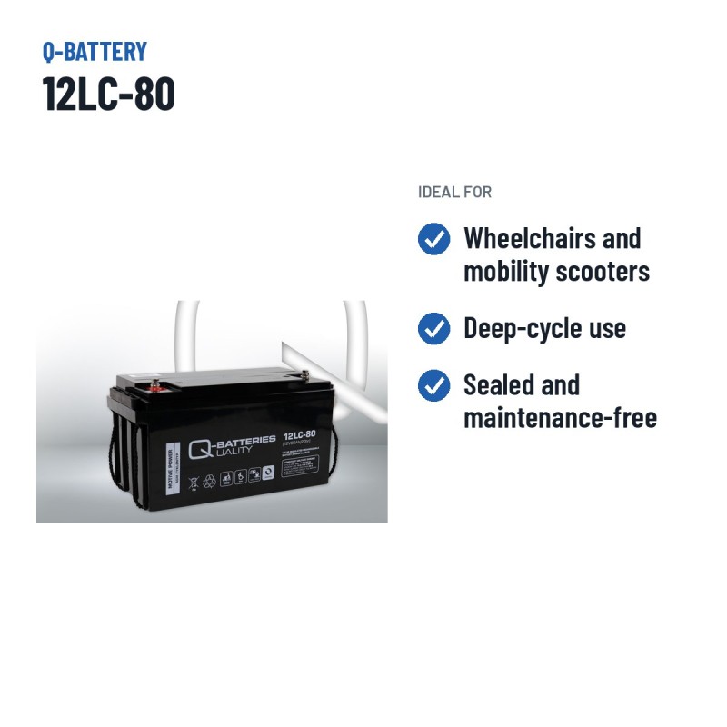 Batería de silla de ruedas Q-battery 12LC-80 12V 80Ah AGM – usos recomendados