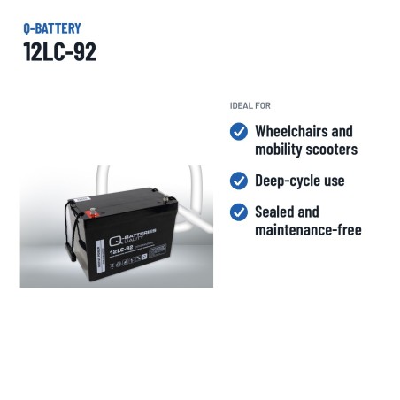 Rollstuhlbatterie Q-battery 12LC-92 12V 93Ah AGM | baterias.com