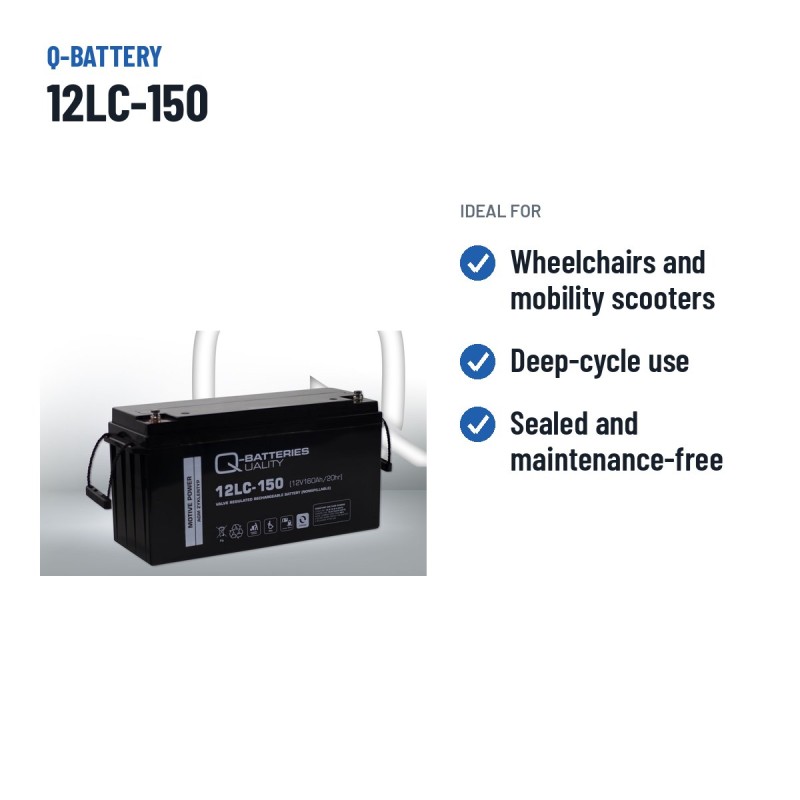Batteria per carrozzina Q-battery 12LC-150 12V AGM | baterias.com