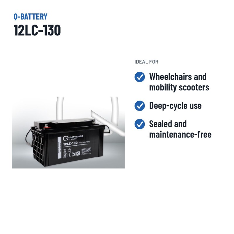 Wheelchair battery Q-battery 12LC-130 12V 128Ah AGM
