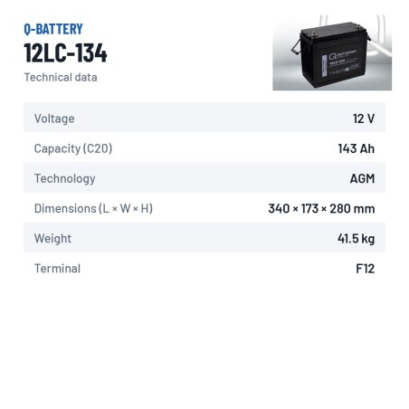 Rollstuhlbatterie Q-battery 12LC-134 12V 143Ah AGM | baterias.com
