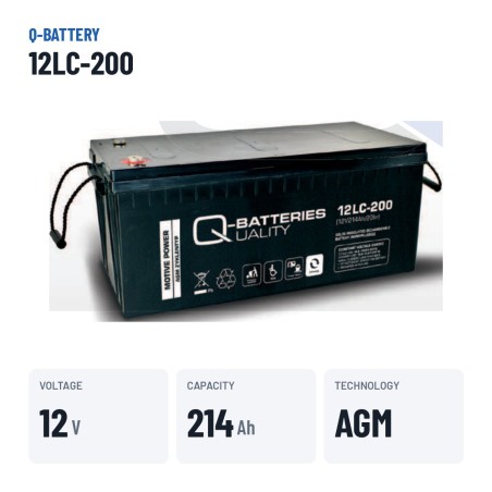 Wheelchair battery Q-battery 12LC-200 12V 214Ah AGM – key specs