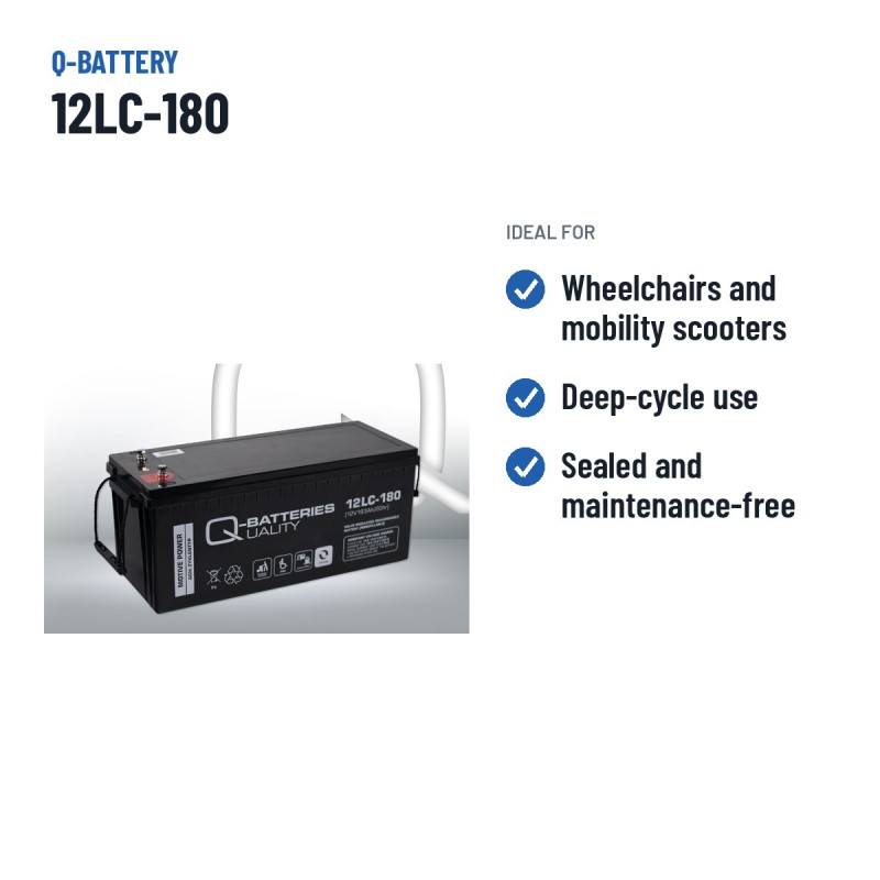 Wheelchair battery Q-battery 12LC-180 12V 193Ah AGM – recommended uses
