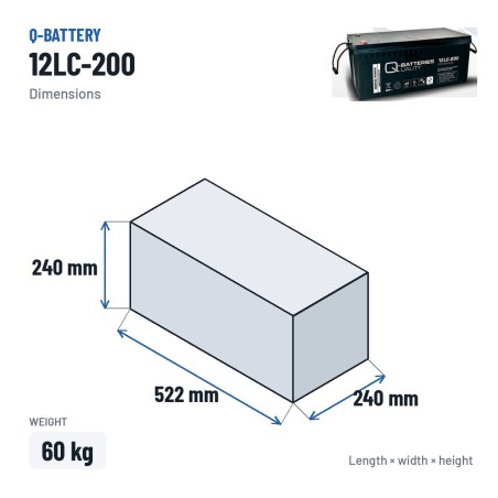 Batería de silla de ruedas Q-battery 12LC-200 12V 214Ah AGM – medidas 522 × 240 × 240 mm