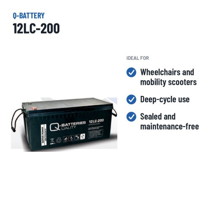 Wheelchair battery Q-battery 12LC-200 12V 214Ah AGM – recommended uses