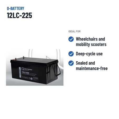 Bateria de cadeira de rodas Q-battery 12LC-225 12V 243Ah AGM – utilizações recomendadas