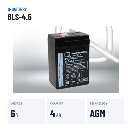 Batteria stazionaria UPS Q-battery 6LS-4.5 6V 4.5Ah AGM – dati principali